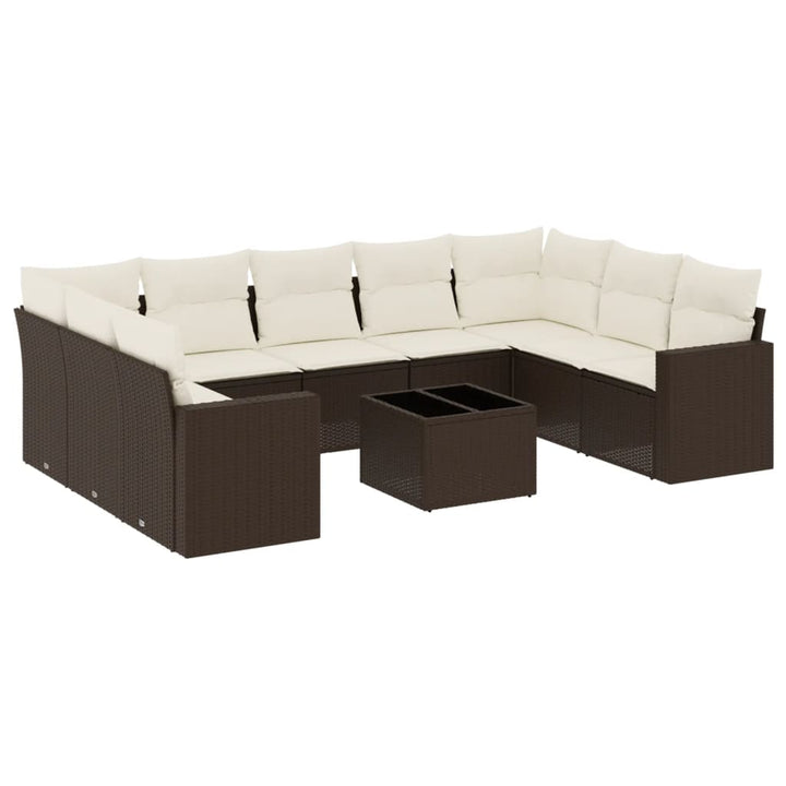 Loungegrupp 10 Delar Med Brun Dynor Konstrotting