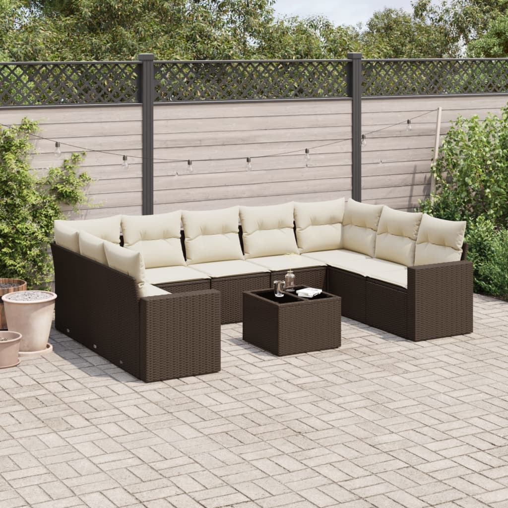Loungegrupp 10 Delar Med Brun Dynor Konstrotting