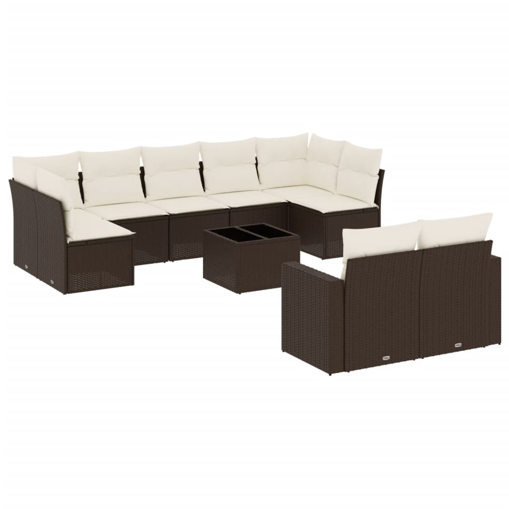 Loungegrupp 10 Delar Med Brun Dynor Konstrotting