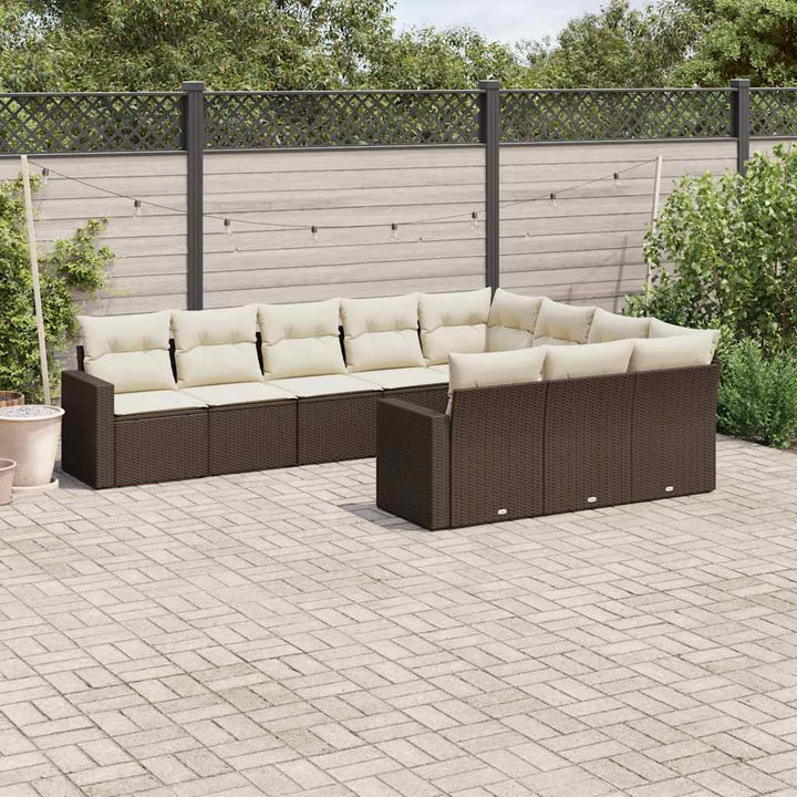 Soffgrupp För Trädgård Med Dynor 10 Delar Beige Konstrotting