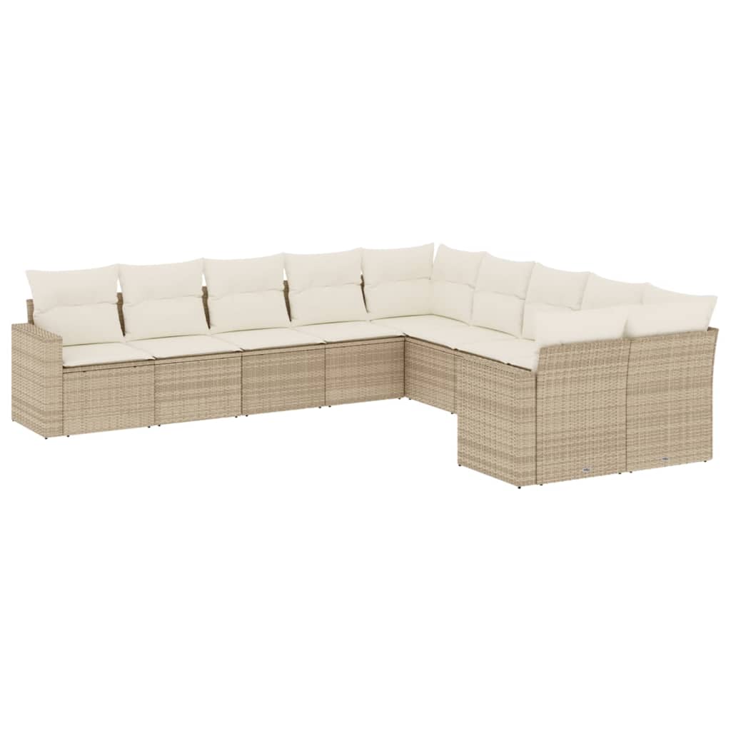 Soffgrupp För Trädgård Med Dynor 10 Delar Beige Konstrotting