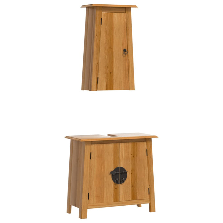 Badrumsmöbler 2 Delar Massiv Furu