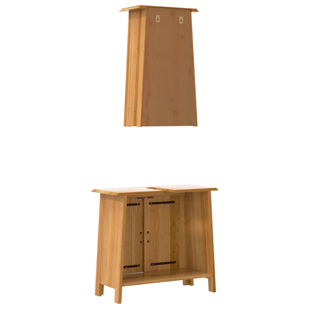Badrumsmöbler 2 Delar Massiv Furu