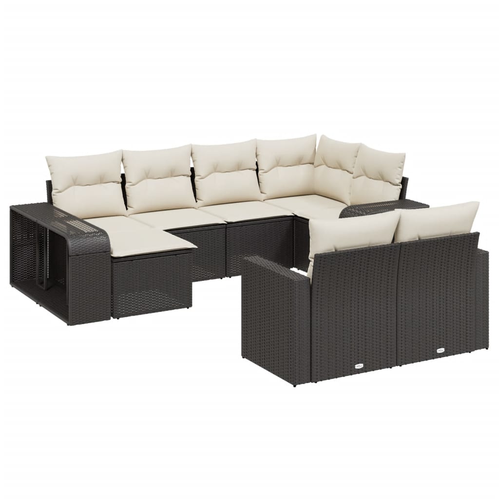 Loungegrupp 10 Delar Med Svarta Dynor Konstrotting