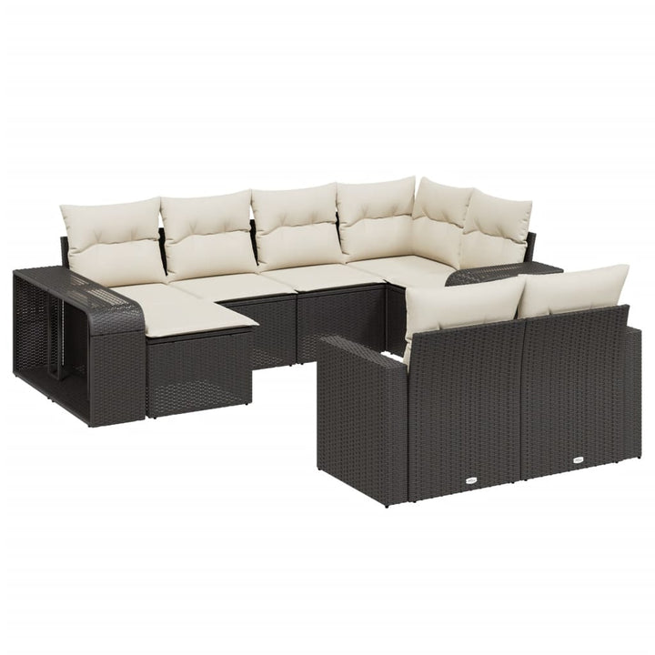 Loungegrupp 10 Delar Med Svarta Dynor Konstrotting