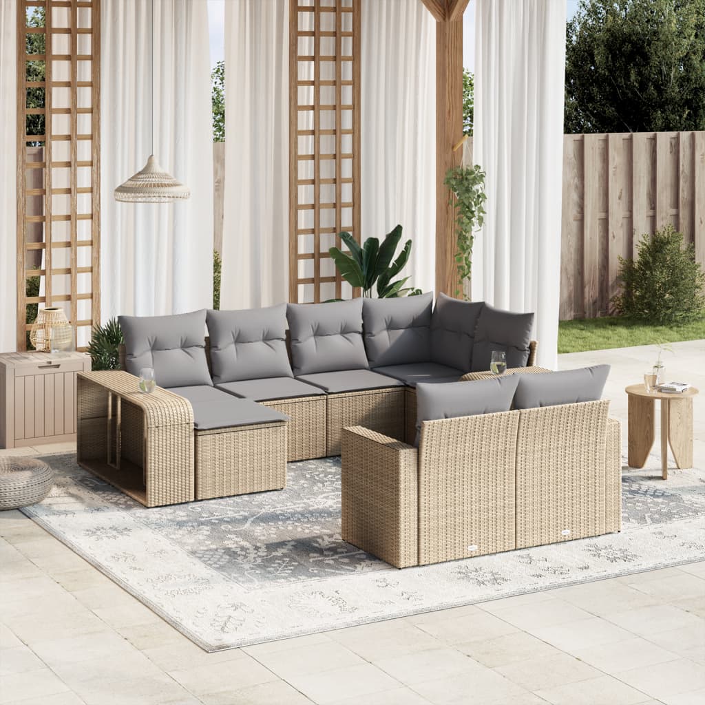Loungegrupp 10 Delar Med Svarta Dynor Konstrotting