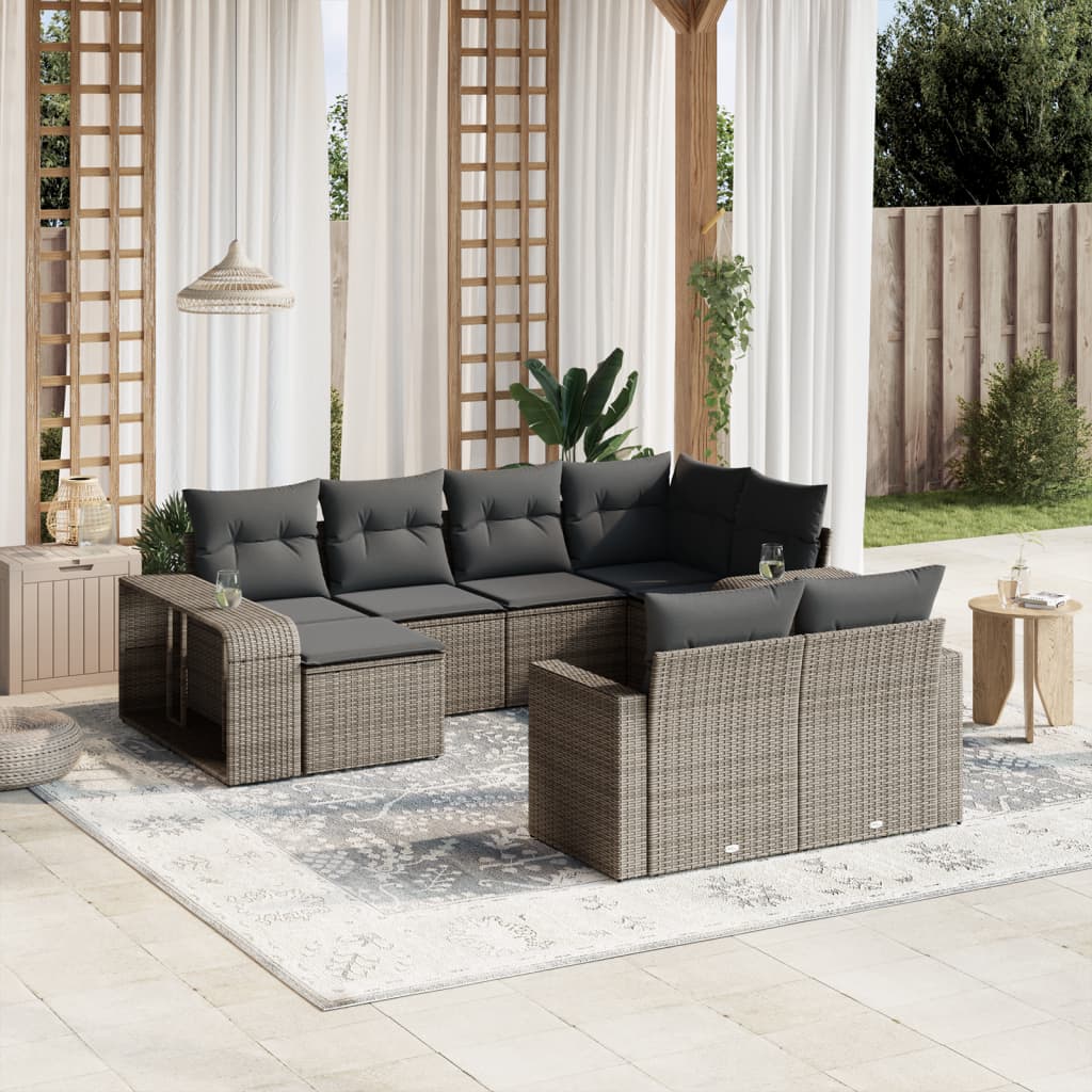 Loungegrupp 10 Delar Med Svarta Dynor Konstrotting