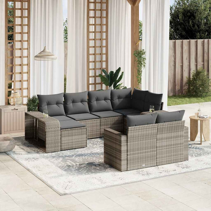 Loungegrupp 10 Delar Med Svarta Dynor Konstrotting