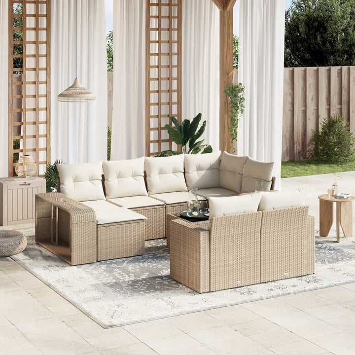 Loungegrupp För Dgården M. Dynor 11 Delar Beige Konstrotting