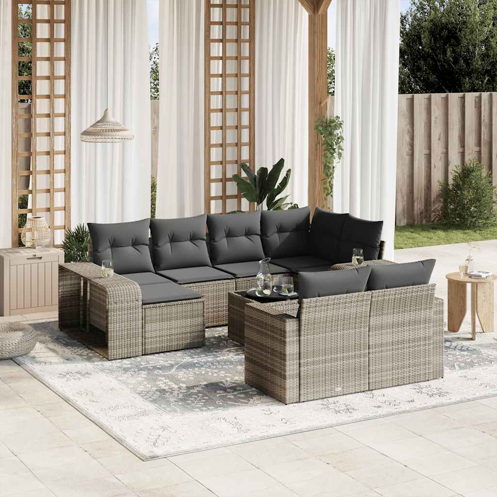 Loungegrupp För Dgården M. Dynor 11 Delar Beige Konstrotting