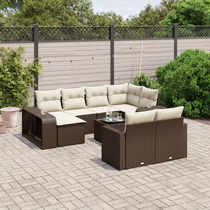 Loungegrupp För Dgården M. Dynor 11 Delar Beige Konstrotting