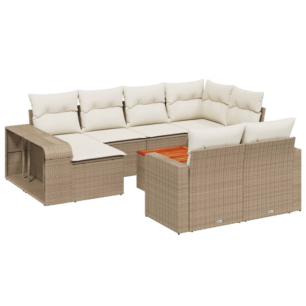 Loungegrupp För Dgården M. Dynor 11 Delar Beige Konstrotting