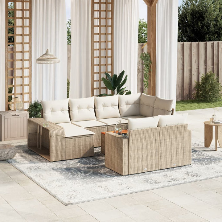 Loungegrupp För Dgården M. Dynor 11 Delar Beige Konstrotting