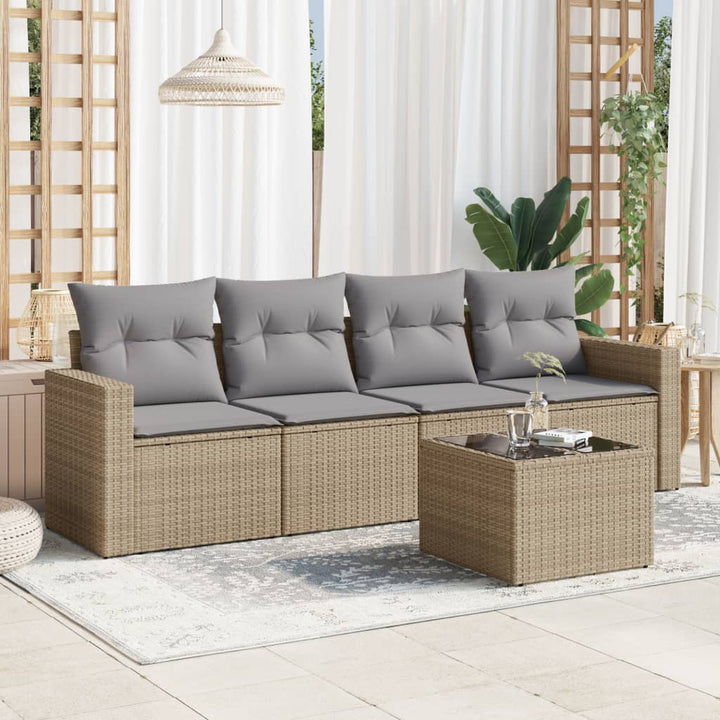 Soffgrupp För Trädgård Med Dynor 4 Delar Beige Konstrotting