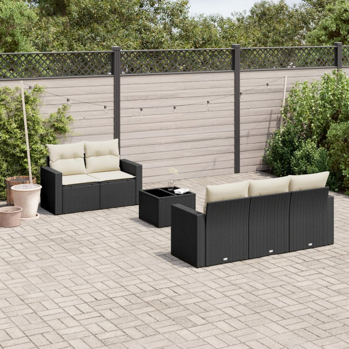 Soffgrupp För Trädgården Med Dynor 6 Delar Beige Konstrotting