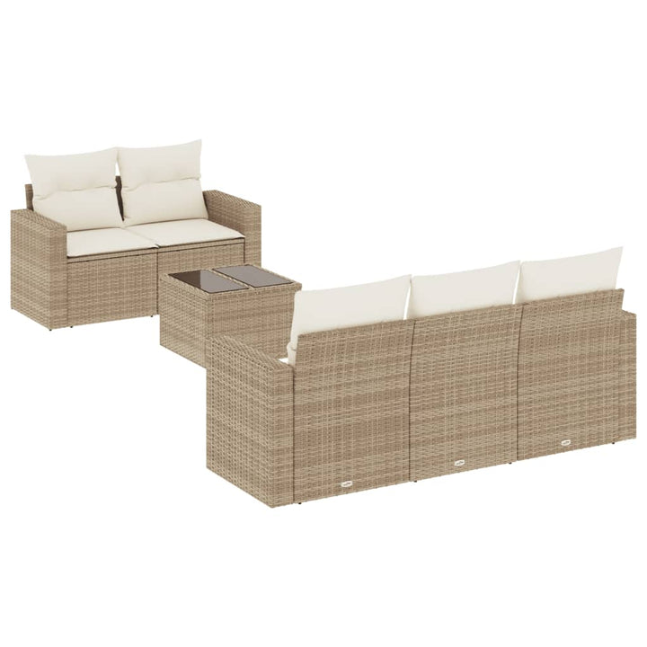 Soffgrupp För Trädgården Med Dynor 6 Delar Beige Konstrotting