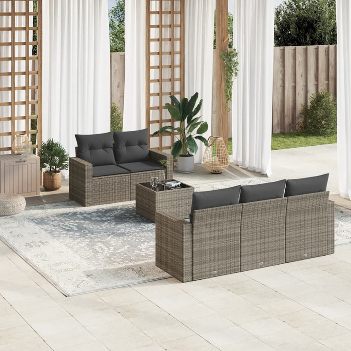 Soffgrupp För Trädgården Med Dynor 6 Delar Beige Konstrotting