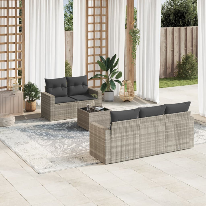 Soffgrupp För Trädgården Med Dynor 6 Delar Beige Konstrotting