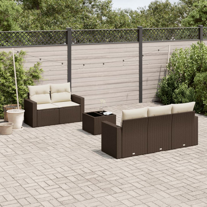 Soffgrupp För Trädgården Med Dynor 6 Delar Beige Konstrotting