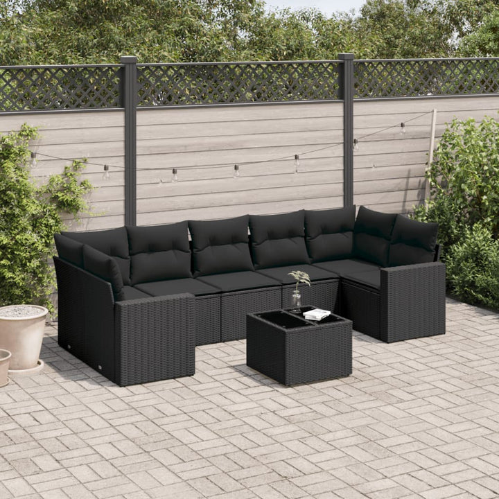 Matgrupp För Trädgården Med Dynor 8 Delar Beige Konstrotting