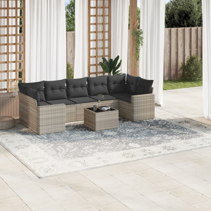 Matgrupp För Trädgården Med Dynor 8 Delar Beige Konstrotting