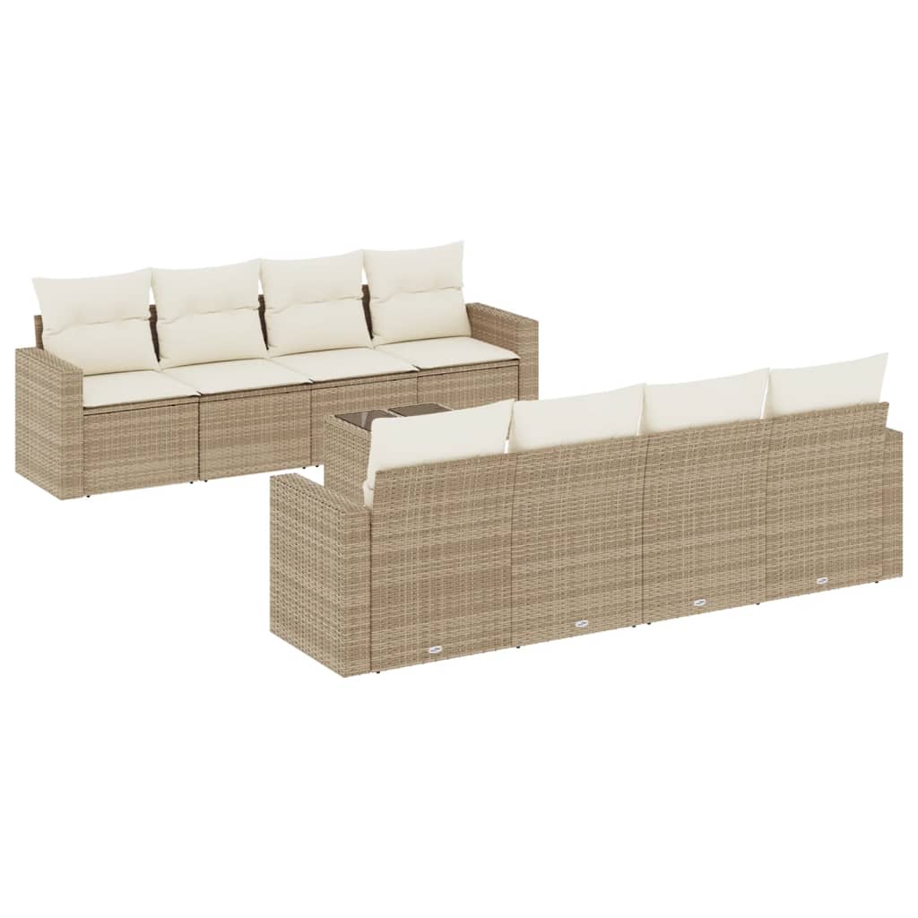 Soffgrupp För Trädgården Med Dynor 9 Delar Beige Konstrotting