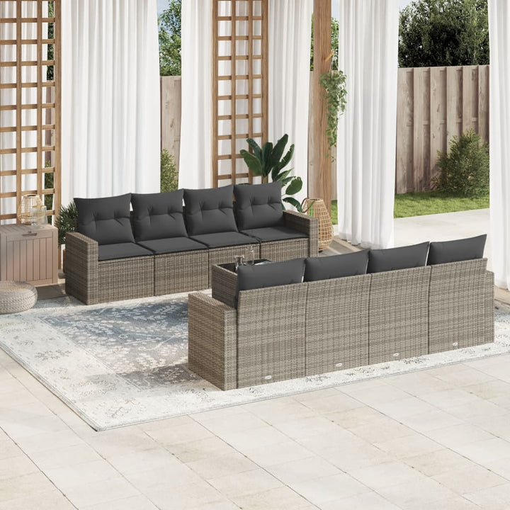 Soffgrupp För Trädgården Med Dynor 9 Delar Beige Konstrotting