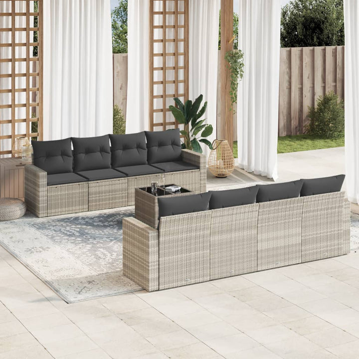 Soffgrupp För Trädgården Med Dynor 9 Delar Beige Konstrotting