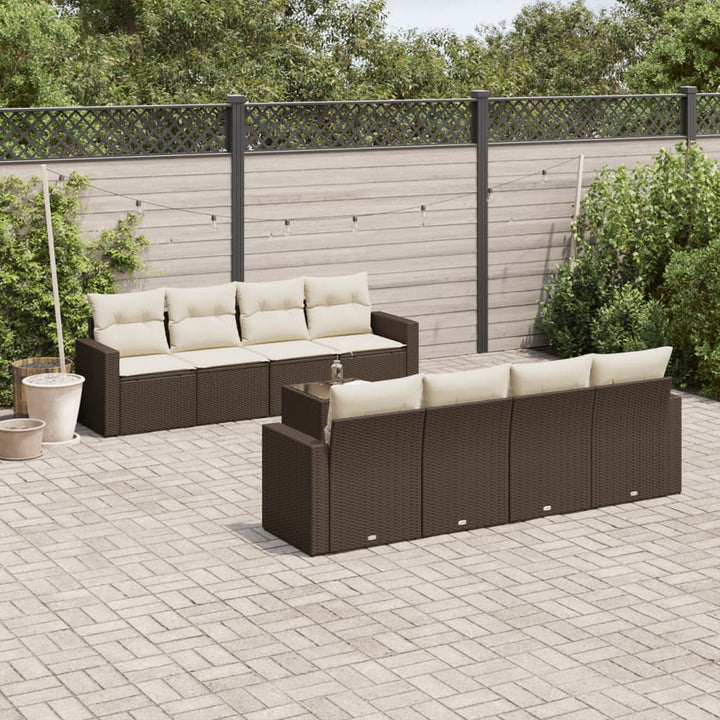 Soffgrupp För Trädgården Med Dynor 9 Delar Beige Konstrotting