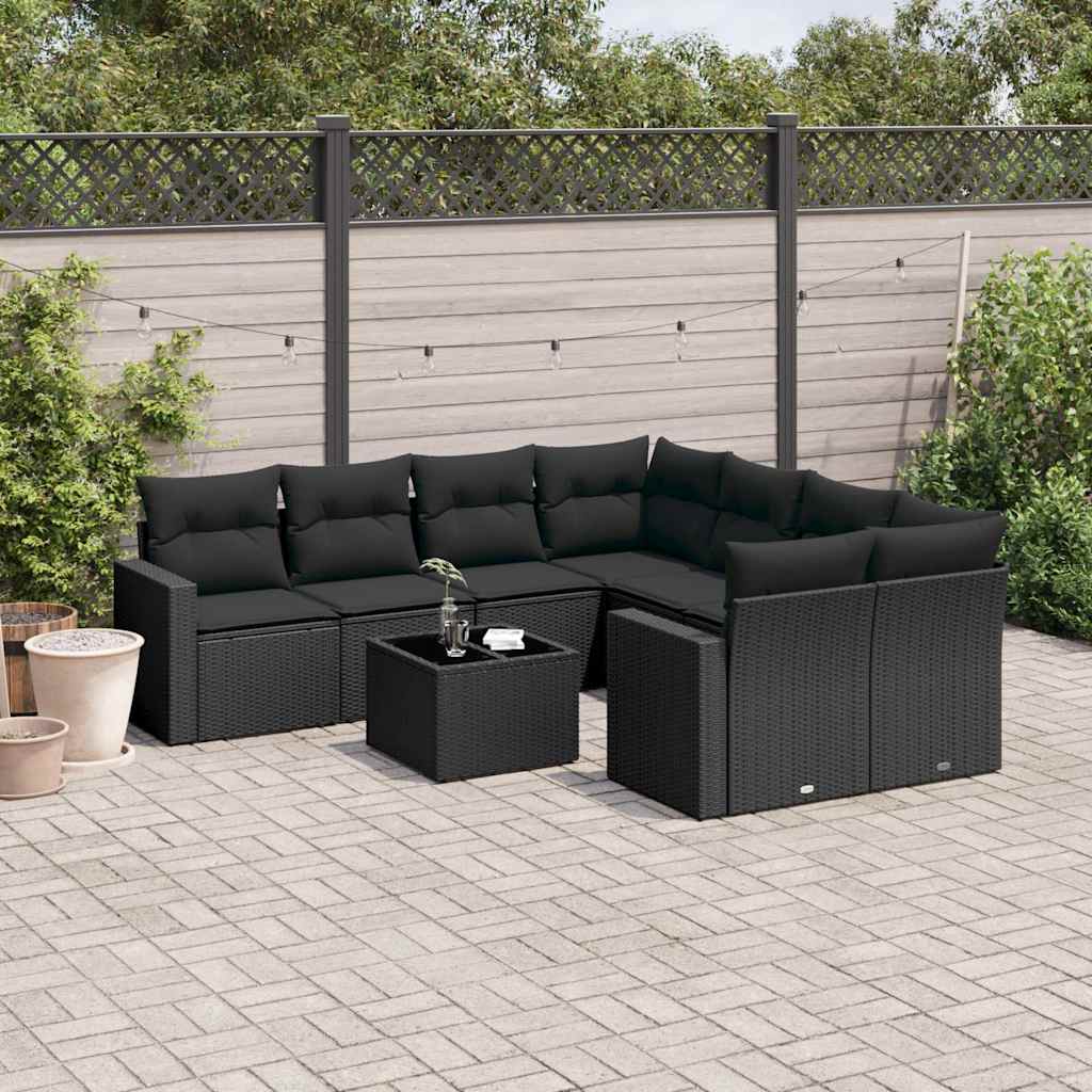 Soffgrupp För Trädgården Med Dynor 9 Delar Beige Konstrotting