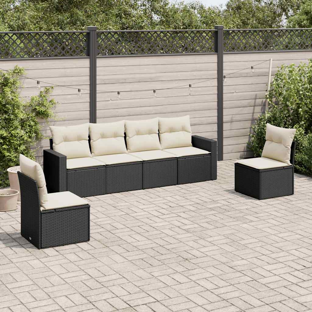 Soffgrupp För Trädgården Med Dynor 6 Delar Beige Konstrotting