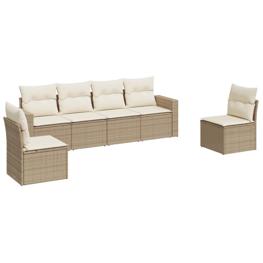 Soffgrupp För Trädgården Med Dynor 6 Delar Beige Konstrotting