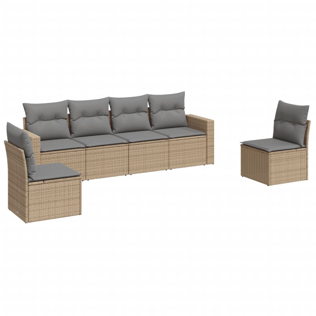 Soffgrupp För Trädgården Med Dynor 6 Delar Beige Konstrotting