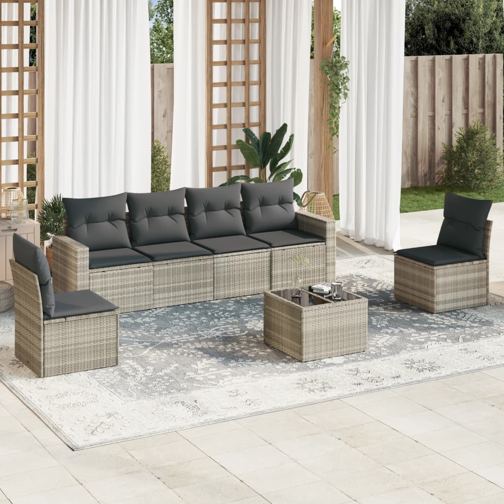 Soffgrupp För Trädgården Med Dynor 6 Delar Beige Konstrotting