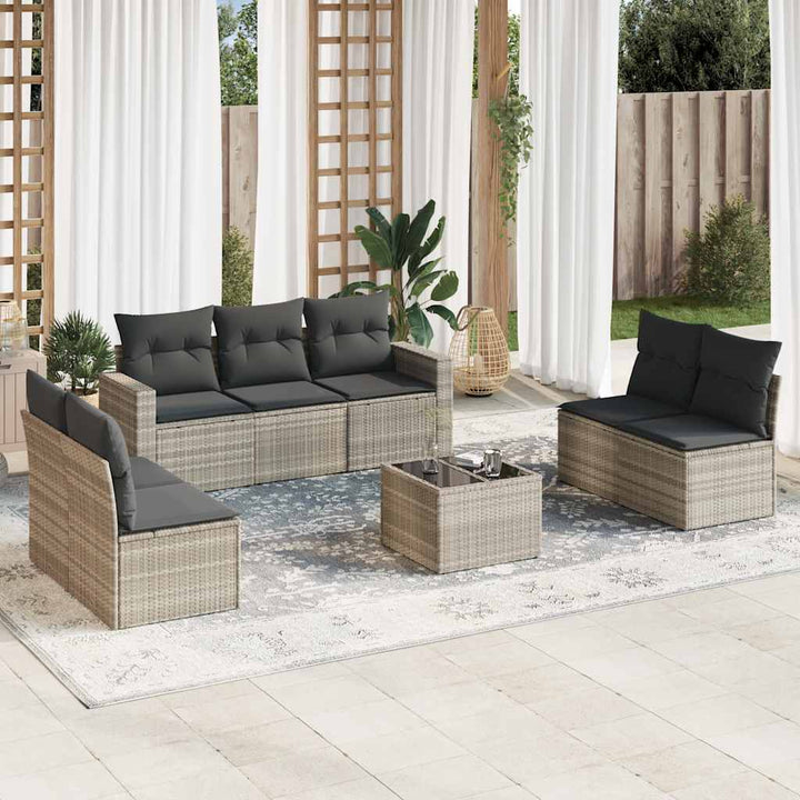 Matgrupp För Trädgården Med Dynor 7 Delar Beige Konstrotting