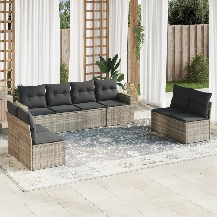 Soffgrupp För Trädgården Med Dynor 9 Delar Beige Konstrotting
