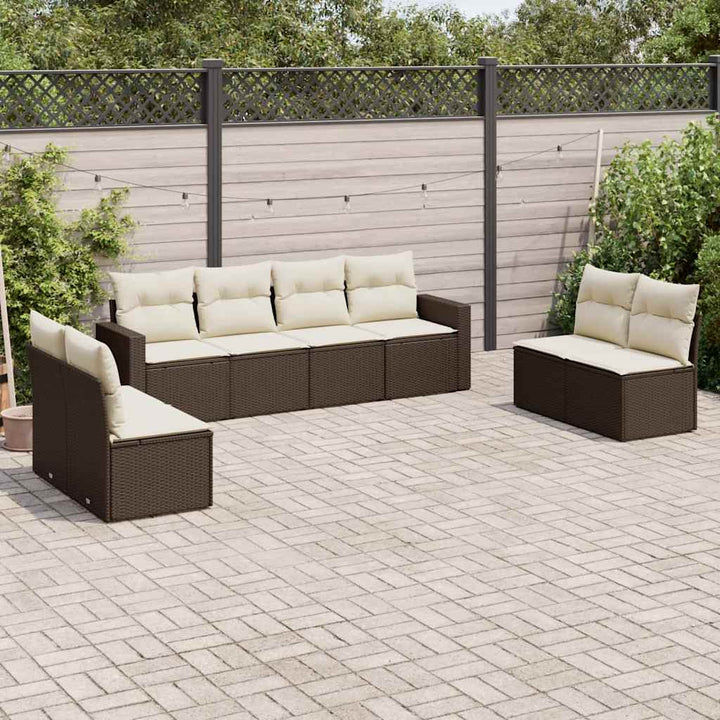 Soffgrupp För Trädgården Med Dynor 9 Delar Beige Konstrotting