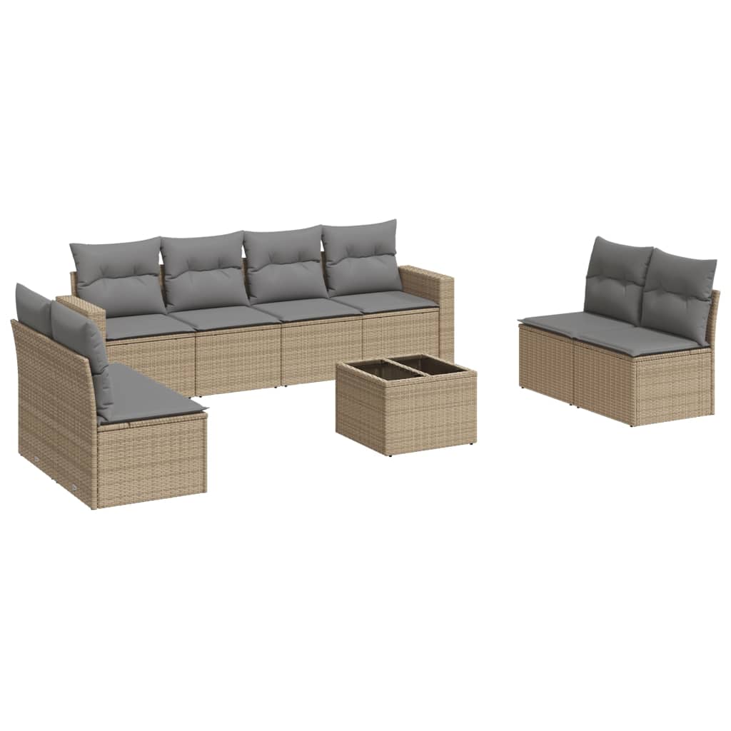 Soffgrupp För Trädgården Med Dynor 9 Delar Beige Konstrotting
