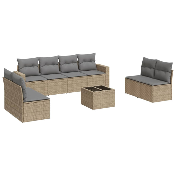 Soffgrupp För Trädgården Med Dynor 9 Delar Beige Konstrotting