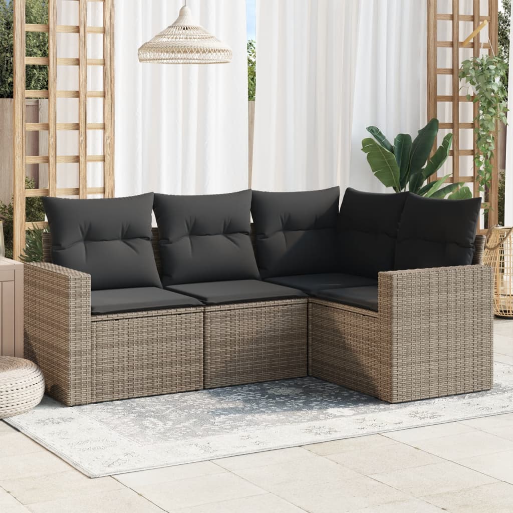 Soffgrupp För Trädgården Med Dynor 5 Delar Beige Konstrotting