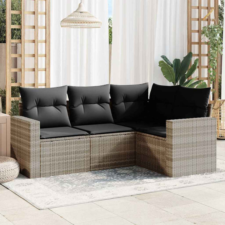 Soffgrupp För Trädgården Med Dynor 5 Delar Beige Konstrotting