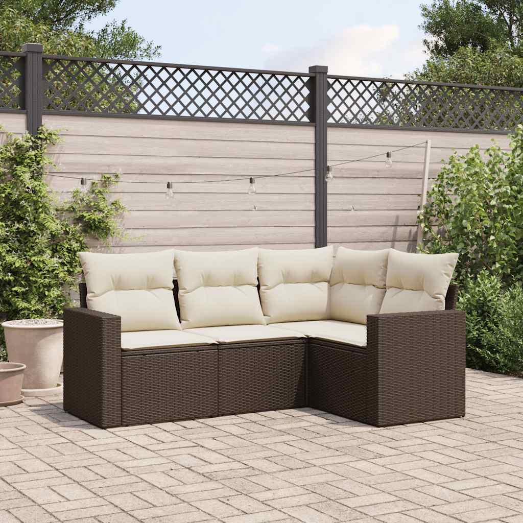 Soffgrupp För Trädgården Med Dynor 5 Delar Beige Konstrotting