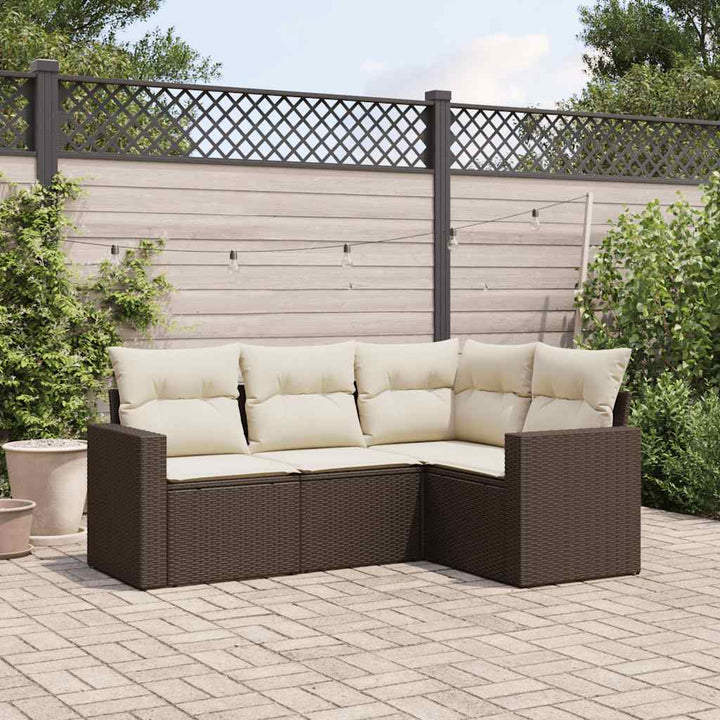 Soffgrupp För Trädgården Med Dynor 5 Delar Beige Konstrotting