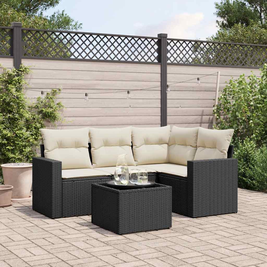 Soffgrupp För Trädgården Med Dynor 5 Delar Beige Konstrotting