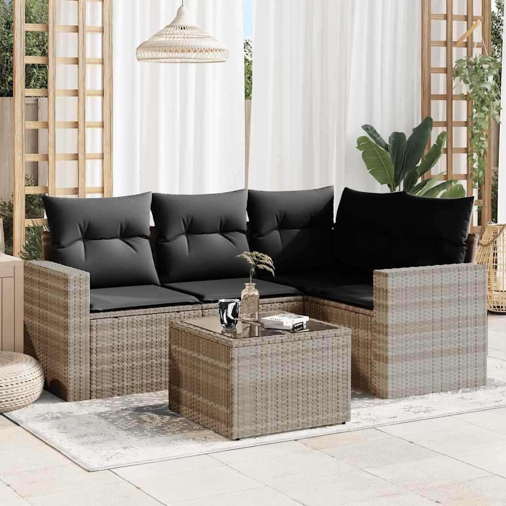 Soffgrupp För Trädgården Med Dynor 5 Delar Beige Konstrotting