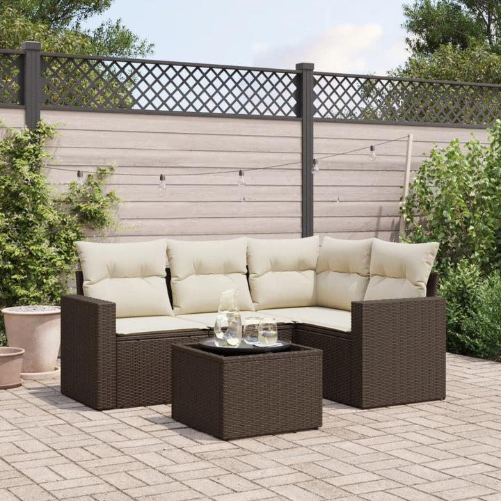 Soffgrupp För Trädgården Med Dynor 5 Delar Beige Konstrotting