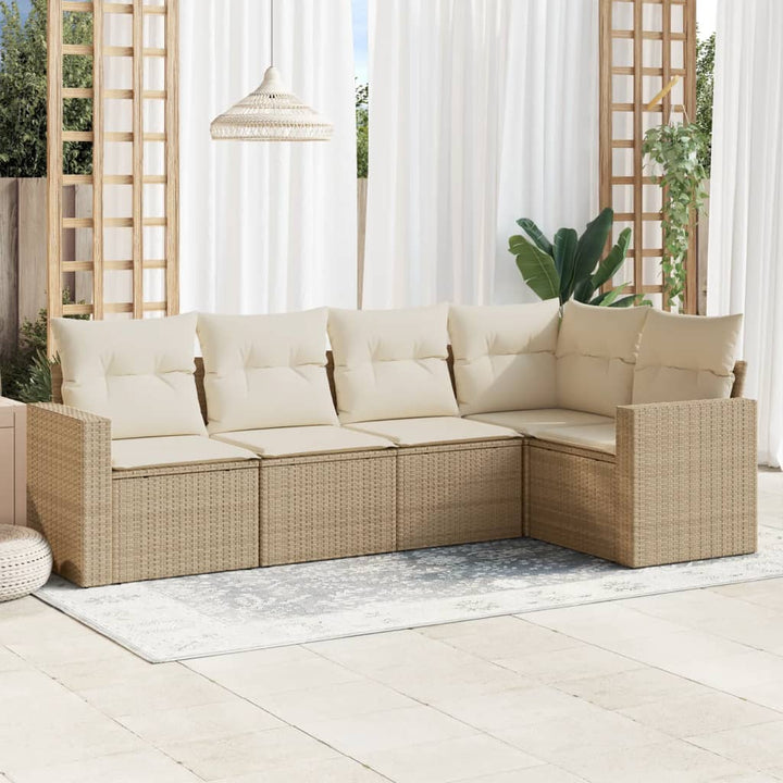 Soffgrupp För Trädgården Med Dynor 6 Delar Beige Konstrotting