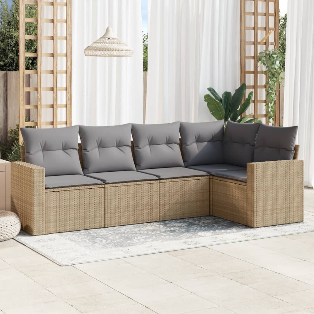 Soffgrupp För Trädgården Med Dynor 6 Delar Beige Konstrotting