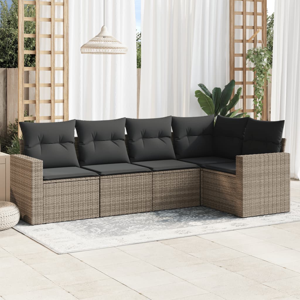 Soffgrupp För Trädgården Med Dynor 6 Delar Beige Konstrotting