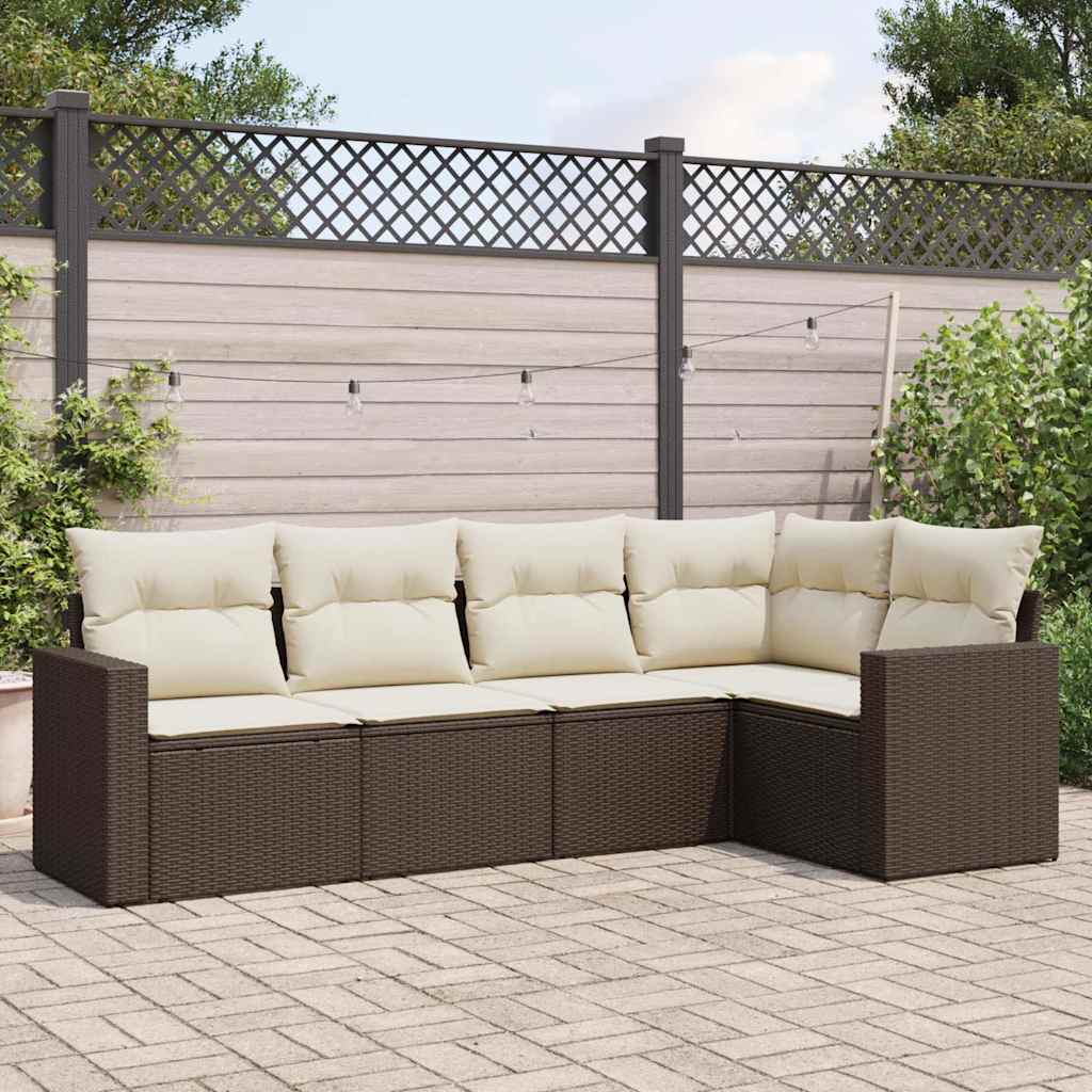 Soffgrupp För Trädgården Med Dynor 6 Delar Beige Konstrotting